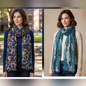 NWT Bindya Stylish Patterned Scarves (Set Of 2)